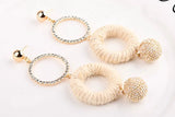 Double Hanging Round Diamond Earrings Pendant DIY Alloy Parts