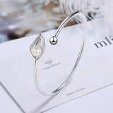 Sweet Leaf Bracelet Pearl S925 Bracelet Women Silver Leaf Bracelet for Women Wed