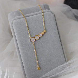 Mother of Pearl Necklace 18k Plated Stainless Steel Chain Choker