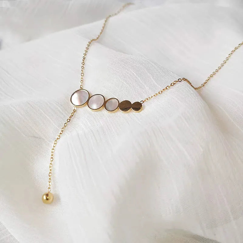 Mother of Pearl Necklace 18k Plated Stainless Steel Chain Choker