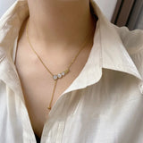 Mother of Pearl Necklace 18k Plated Stainless Steel Chain Choker