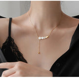 Mother of Pearl Necklace 18k Plated Stainless Steel Chain Choker