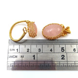 Rose Quartz Pendant & Ring Set Plated Pink Crystal Adjustable Romantic Style
