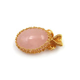 Rose Quartz Pendant & Ring Set Plated Pink Crystal Adjustable Romantic Style