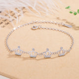 Sweet Lovely Crown Bracelet 925 Sterling Silver Charm