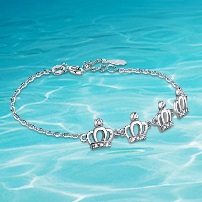 Sweet Lovely Crown Bracelet 925 Sterling Silver Charm