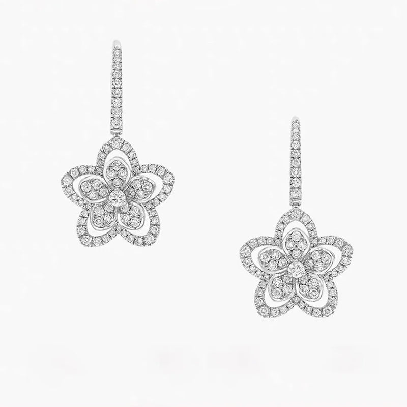 Flower Earrings S925 Silver Zircon Romantic Gift