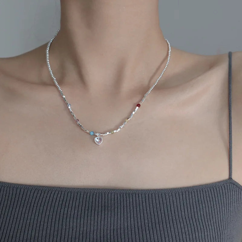 Heart Pendant Necklace For Women Clavicle Chain Choker Jewelry