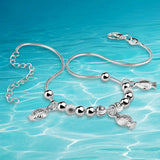 925 Sterling Silver Fish Anklet Women Goldfish Foot Ornaments