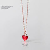 Mini Red Zircon Heart Charm Necklace 925 Sterling Silver Women Jewelry Gift