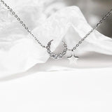 Moon Star Charm Bracelet 925 Silver CZ Pendant Bracelet Women