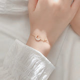 Moon Star Charm Bracelet 925 Silver CZ Pendant Bracelet Women