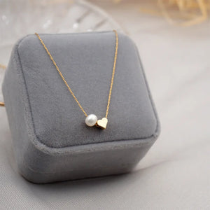 Heart-shaped Pearl Stainless Steel Necklace for Women