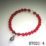 Natural Stone 6mm Round Beads Bracelet with Alloy Accessories