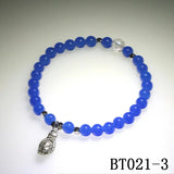 Natural Stone 6mm Round Beads Bracelet with Alloy Accessories