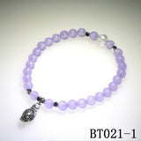 Natural Stone 6mm Round Beads Bracelet with Alloy Accessories