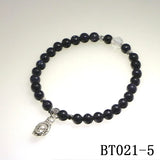 Natural Stone 6mm Round Beads Bracelet with Alloy Accessories