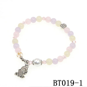 6mm Round Morganite Agate Jasper Picture Bracelet