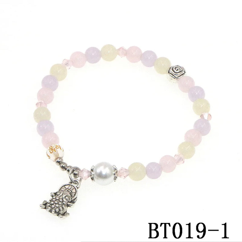 6mm Round Morganite Agate Jasper Picture Bracelet