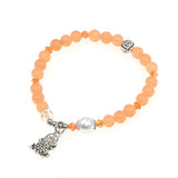 6mm Round Morganite Agate Jasper Picture Bracelet