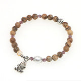 6mm Round Morganite Agate Jasper Picture Bracelet