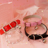 Sweet PU Leather Small Bell Choker Necklace Punk Style Female Torques Women