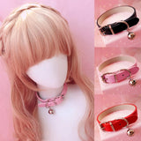Sweet PU Leather Small Bell Choker Necklace Punk Style Female Torques Women