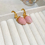 Sweet Pearl Resin Strawberry Fruit Pendant Circle Hoop Earrings for Women