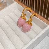 Sweet Pearl Resin Strawberry Fruit Pendant Circle Hoop Earrings for Women