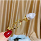 Sweet Pearl Rose Brooch Romantic Zircon Pins for Women