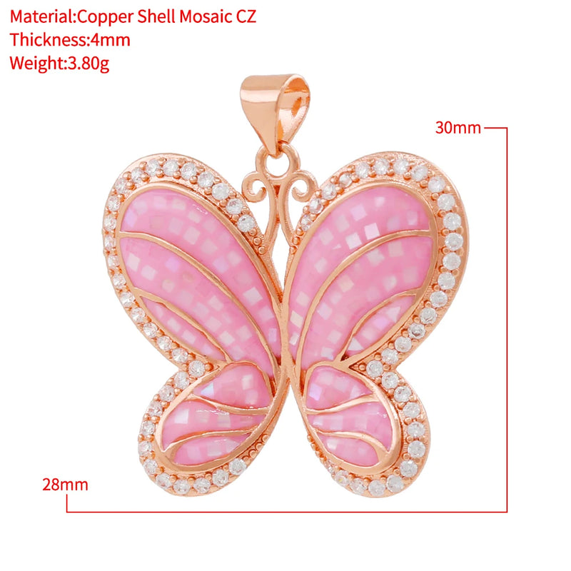 Pink Shell Butterfly Charms Golden Plated DIY Jewelry Making