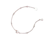 Pink Crystal Heart Bracelet 925 Sterling Silver Chain Women Jewelry
