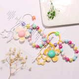 Pink Flower Keychains Beaded Chain Girls Keyrings Bag Pendant