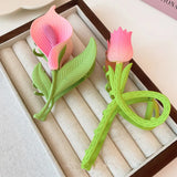 Pink Tulip Flower Hair Claw Hair Clip Women Barrettes Hairpins Ponytail Holder