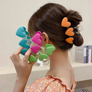 Sweet Candy Frosted Heart Hair Claw for Girls