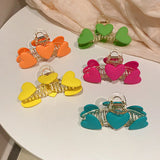 Sweet Candy Frosted Heart Hair Claw for Girls