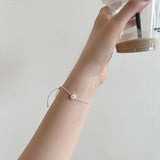 925 Sterling Silver Daisy Flower Bracelet Snake Chain Bangle