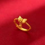 Romantic Bow Knot Bell Orchid Necklace Ring Set