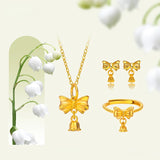Romantic Bow Knot Bell Orchid Necklace Ring Set