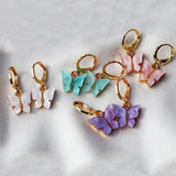 Sweet Butterfly Earrings Pink Purple Gift For Girl Charm Pendant