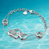 Heart-Shaped Bracelet 925 Sterling Silver Zircon Party Gift