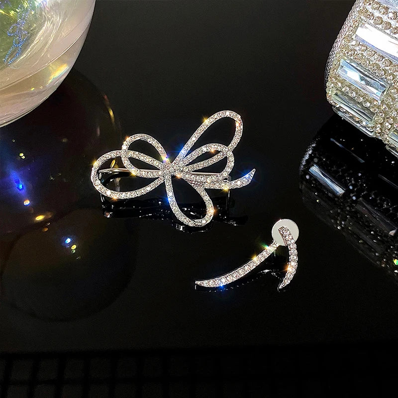 Rhinestone Butterfly Bow Ear Cuff Clip Earrings Crystal Jewelry