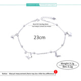 925 Sterling Silver Butterfly Anklet Bracelet Chain for Women