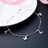 925 Sterling Silver Butterfly Anklet Bracelet Chain for Women