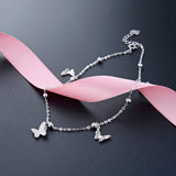 925 Sterling Silver Butterfly Anklet Bracelet Chain for Women