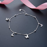 925 Sterling Silver Butterfly Anklet Bracelet Chain for Women