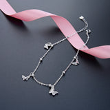 925 Sterling Silver Butterfly Anklet Bracelet Chain for Women