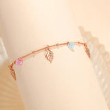 Sterling Silver Leaf Pendant Anklet Chain Bracelet for Women