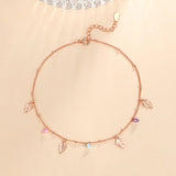Sterling Silver Leaf Pendant Anklet Chain Bracelet for Women