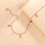 Sterling Silver Leaf Pendant Anklet Chain Bracelet for Women